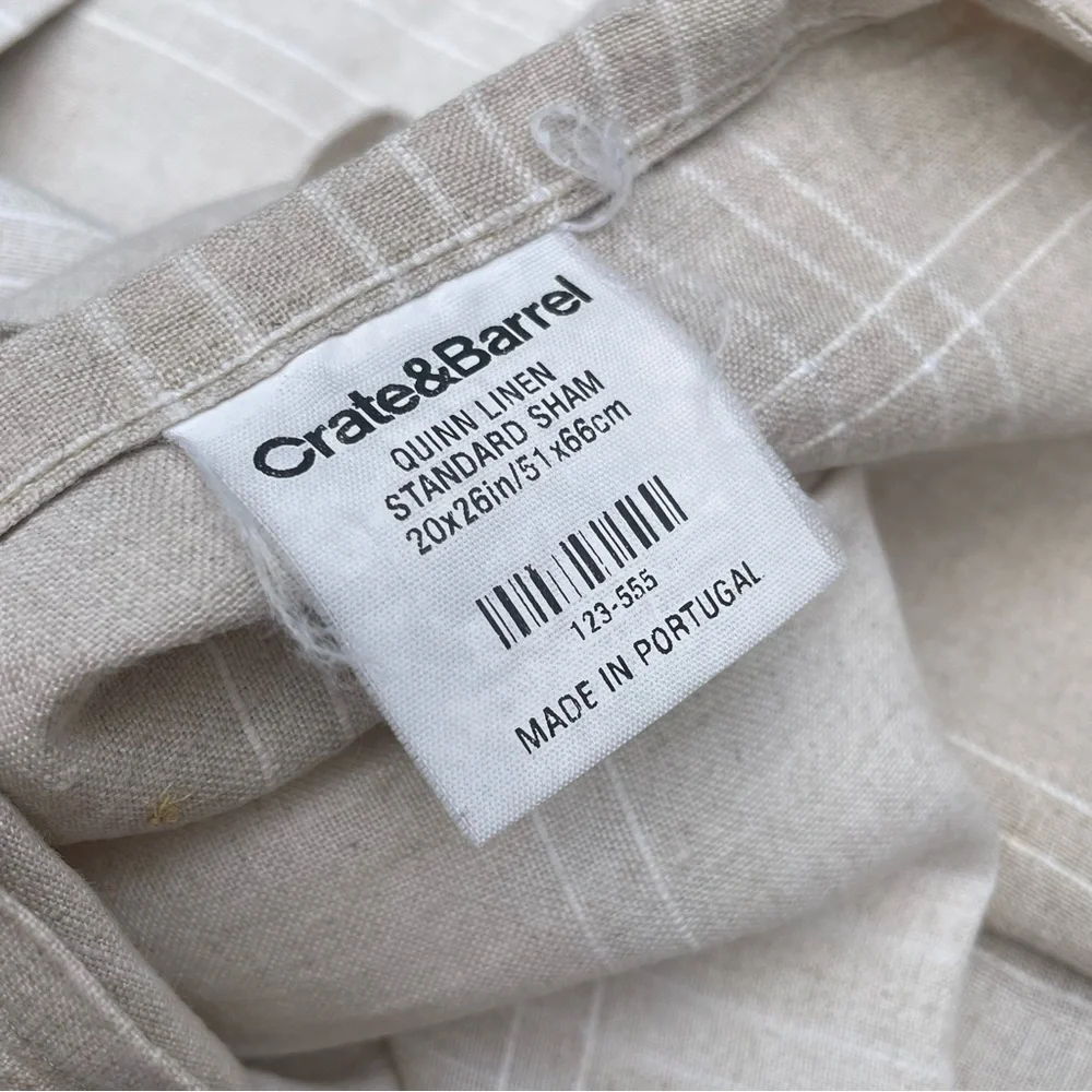 Crate&Barrel QUINN LINEN 2/ STANDARD SHAM 20x26in/51 x66cm